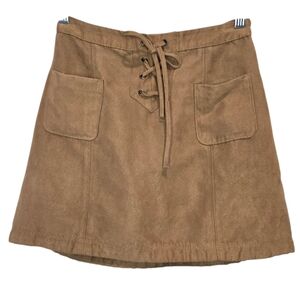 Hollister Brown Lace-Up A-Line Skirt